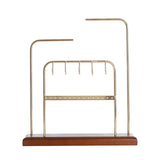Iron Jewelry Organizer Stand with Wooden Base for Chain Pendant