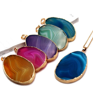 Natural Stone Quartz Druzy Pendant Necklace for Women