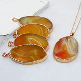 Natural Stone Quartz Druzy Pendant Necklace for Women