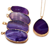 Natural Stone Quartz Druzy Pendant Necklace for Women