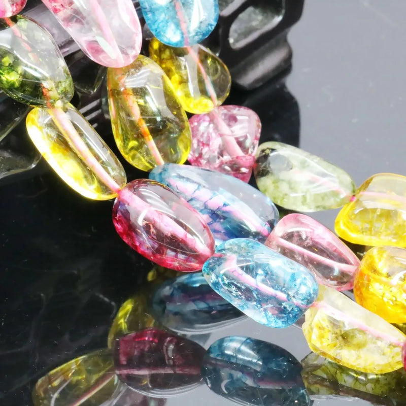 Multicolor Tourmaline Beads Strand 10x16mm Jewelry Making
