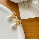 Irregular 925 Silver 18K Bow Tie Water Droplets Earrings For Women