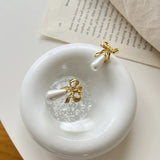Irregular 925 Silver 18K Bow Tie Water Droplets Earrings For Women