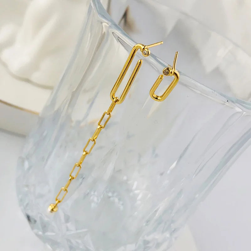 Irregular 925 Silver Chain Earrings Women Earrings Silver 925 Jewelry
