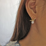 925 Silver Alien Pearl Earrings Women's Fine Jewelry Gift