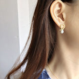 925 Silver Alien Pearl Earrings Women's Fine Jewelry Gift