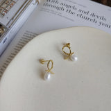 925 Silver Alien Pearl Earrings Women's Fine Jewelry Gift