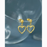 Heart Drop Earrings 925 Sterling Silver 18K Women's Fine Jewelry