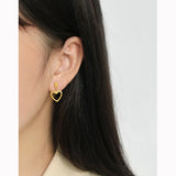 Heart Drop Earrings 925 Sterling Silver 18K Women's Fine Jewelry