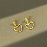 Heart Drop Earrings 925 Sterling Silver 18K Women's Fine Jewelry