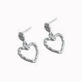Heart Drop Earrings 925 Sterling Silver 18K Women's Fine Jewelry