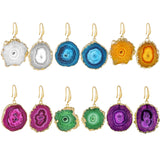 Irregular Agate Slices Druzy Drop Earrings for Women