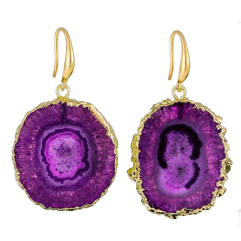 Irregular Agate Slices Druzy Drop Earrings for Women