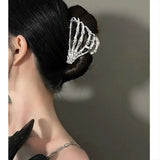 Irregular Alien Palm Skeleton Metal Hair Claws for Women Girl Party Jewelry