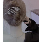 Irregular Alien Palm Skeleton Metal Hair Claws for Women Girl Party Jewelry