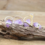 Irregular Amethyst Geode Point Hoop Pendant Necklace