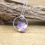 Irregular Amethyst Geode Point Hoop Pendant Necklace