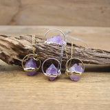 Irregular Amethyst Geode Point Hoop Pendant Necklace