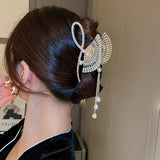 Rhinestone Pearl Tassel Hair Claws Winter Jewelry Accessories