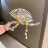 Rhinestone Pearl Tassel Hair Claws Winter Jewelry Accessories