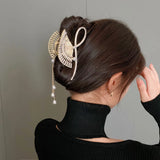 Rhinestone Pearl Tassel Hair Claws Winter Jewelry Accessories