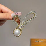 Rhinestone Pearl Tassel Hair Claws Winter Jewelry Accessories