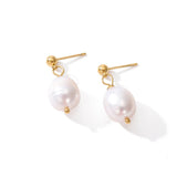 Baroque Pearl Dangle Earrings Women Stainless Steel