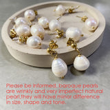 Baroque Pearl Dangle Earrings Women Stainless Steel