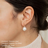 Baroque Pearl Dangle Earrings Women Stainless Steel