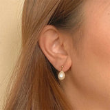 Baroque Pearl Dangle Earrings Women Stainless Steel