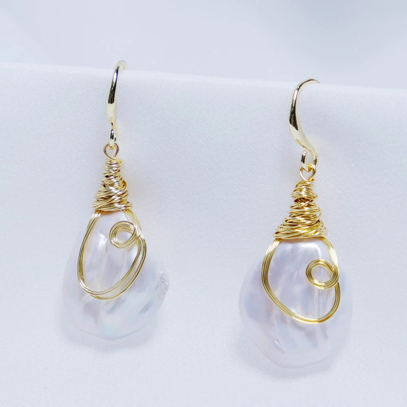Irregular Baroque Pearls Natural Women Earrings Retro Accessories