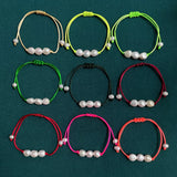 Baroque Pearl Charm Friendship Bracelet Colorful Rope Chain