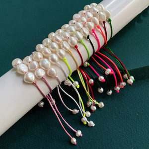Baroque Pearl Charm Friendship Bracelet Colorful Rope Chain