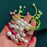 Baroque Pearl Charm Friendship Bracelet Colorful Rope Chain