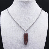 Bloodstone Pendant Necklace Stainless Steel Chain Gem Stone Healing Energy