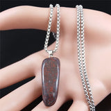 Bloodstone Pendant Necklace Stainless Steel Chain Gem Stone Healing Energy