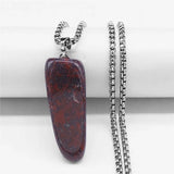 Bloodstone Pendant Necklace Stainless Steel Chain Gem Stone Healing Energy