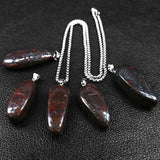 Bloodstone Pendant Necklace Stainless Steel Chain Gem Stone Healing Energy