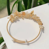 Chipped Gravel Beads Cuff Open Quartz Bracelet Women Healing