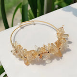Chipped Gravel Beads Cuff Open Quartz Bracelet Women Healing