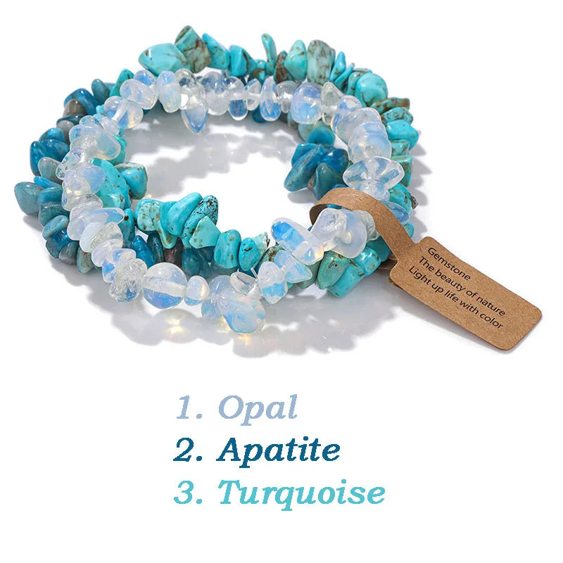 Irregular Aquamarine Crystal Quartz Gravel Reiki Bracelet
