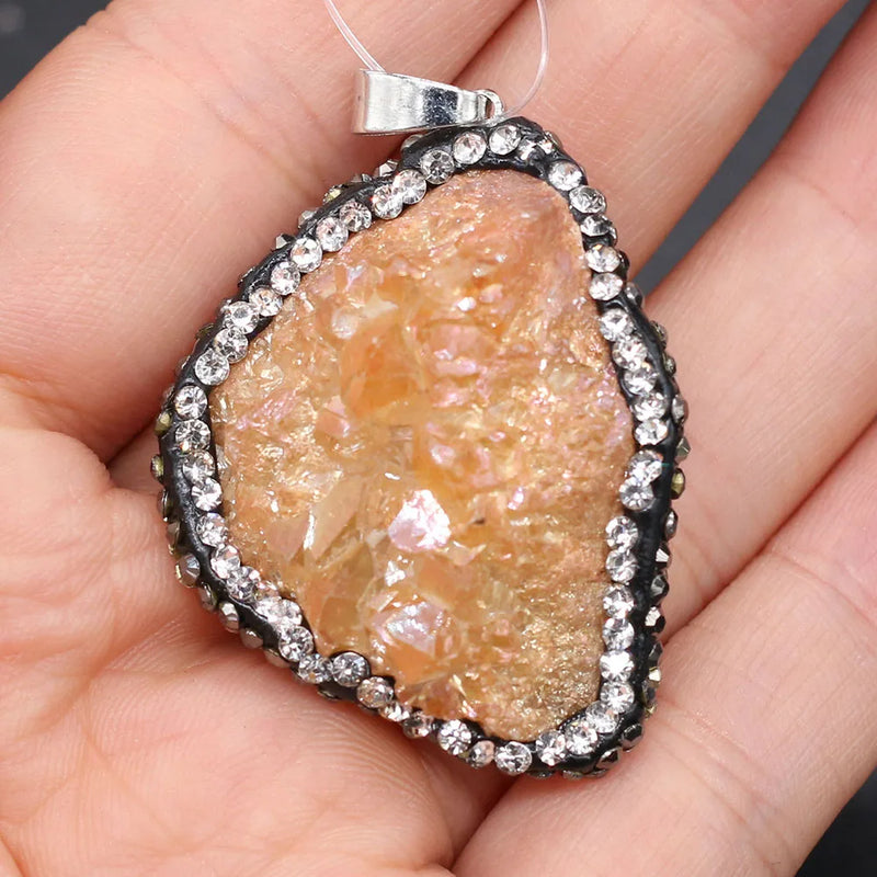 Irregular Crystal Embryo Set Drill Pendant Charms for DIY Necklace