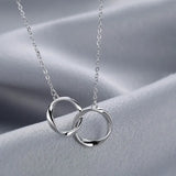 925 Silver Chain Necklace Round Square Pendent Jewelry for Women