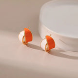 Orange Stud Earrings 18k Plated French Drip Style