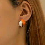 Orange Stud Earrings 18k Plated French Drip Style