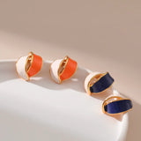 Orange Stud Earrings 18k Plated French Drip Style