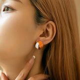 Orange Stud Earrings 18k Plated French Drip Style