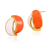 Orange Stud Earrings 18k Plated French Drip Style