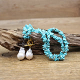 Fresh Water Pearl Pendant Turquoise Chip Necklace