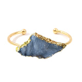 Golden Adjustable Cuff Bangle Irregular Galaxy Raw Stone Bracelet